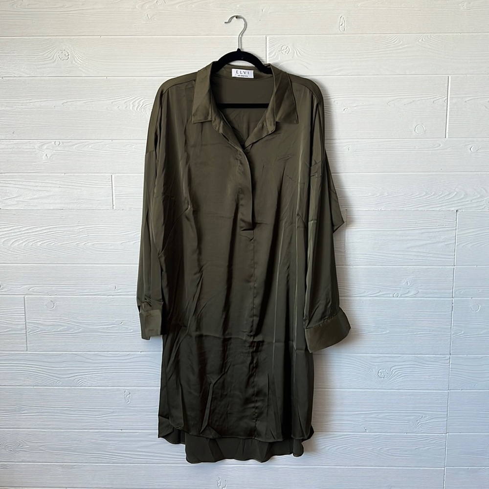 Elvi green tunic long midi length dress size 14